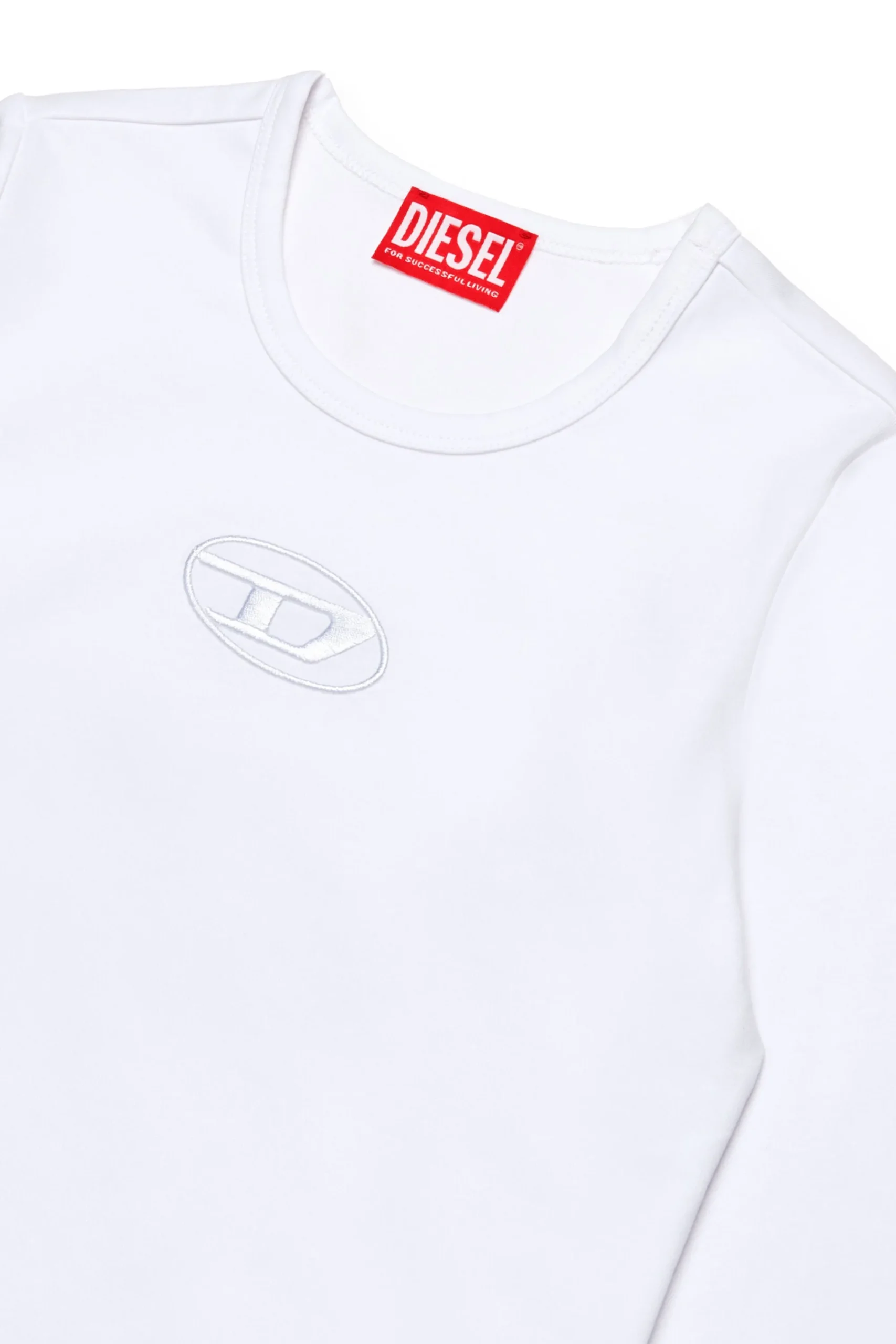 T-Shirts>DIESEL Oval D branded long-sleeved T-shirt white