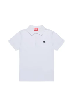 T-Shirts>DIESEL Oval D branded piqué polo shirt white