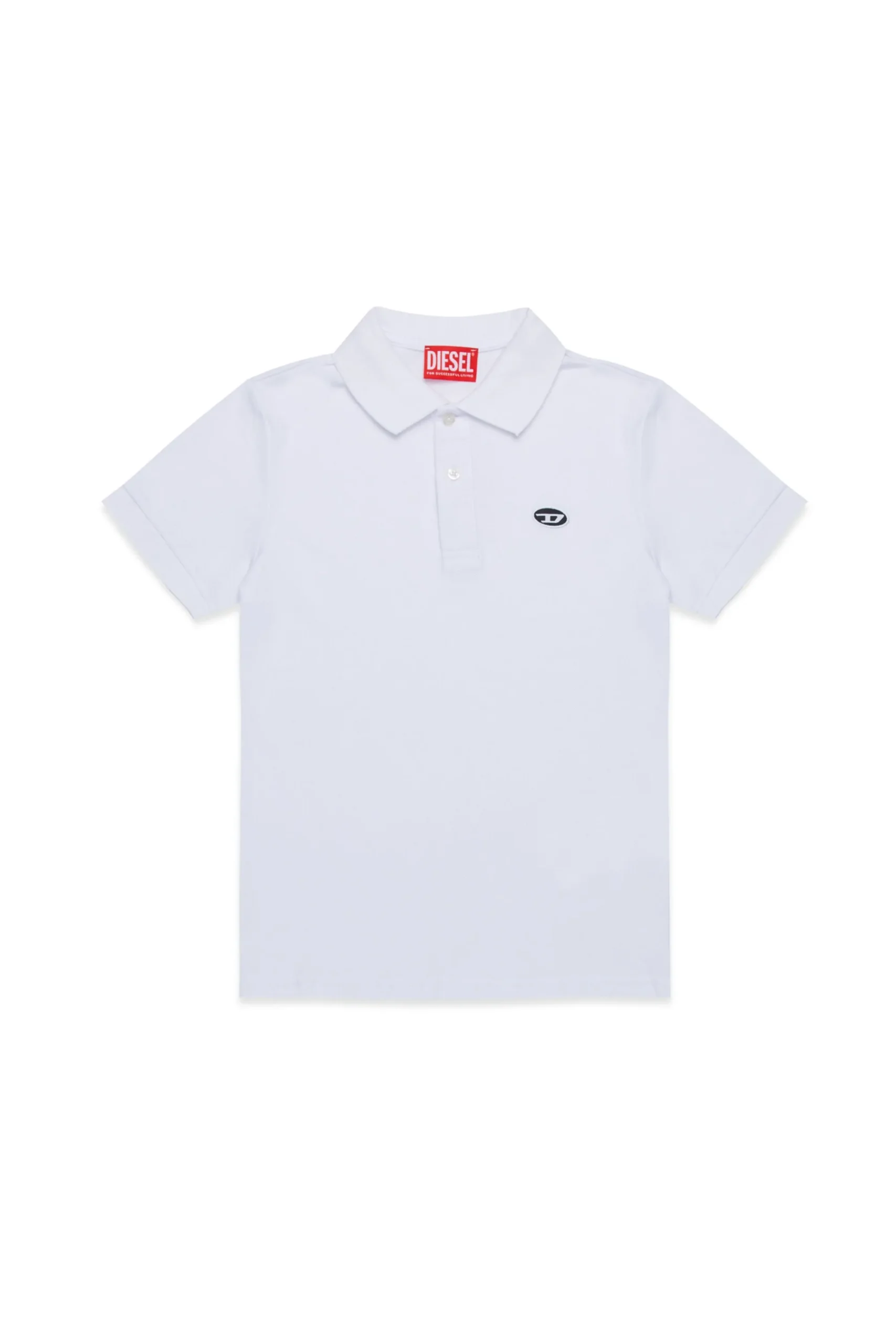 T-Shirts>DIESEL Oval D branded piqué polo shirt white