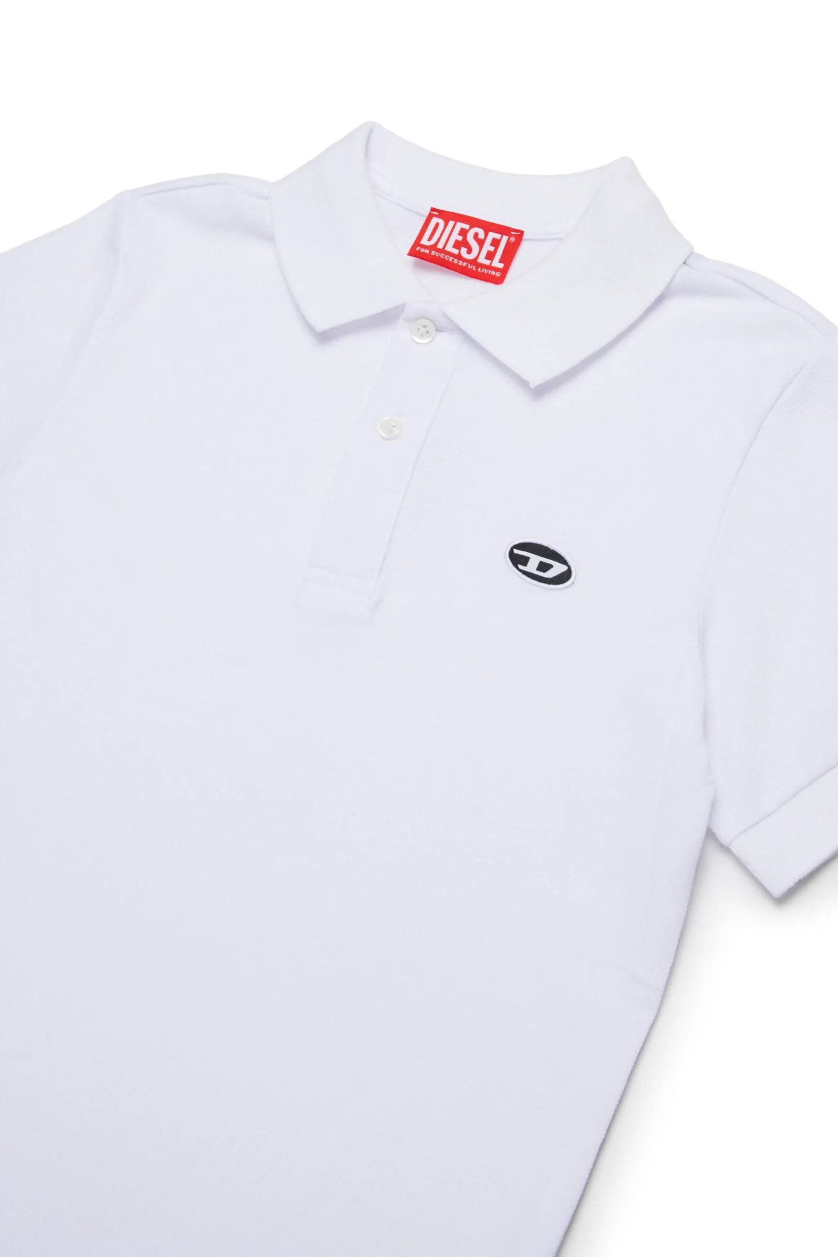 T-Shirts>DIESEL Oval D branded piqué polo shirt white