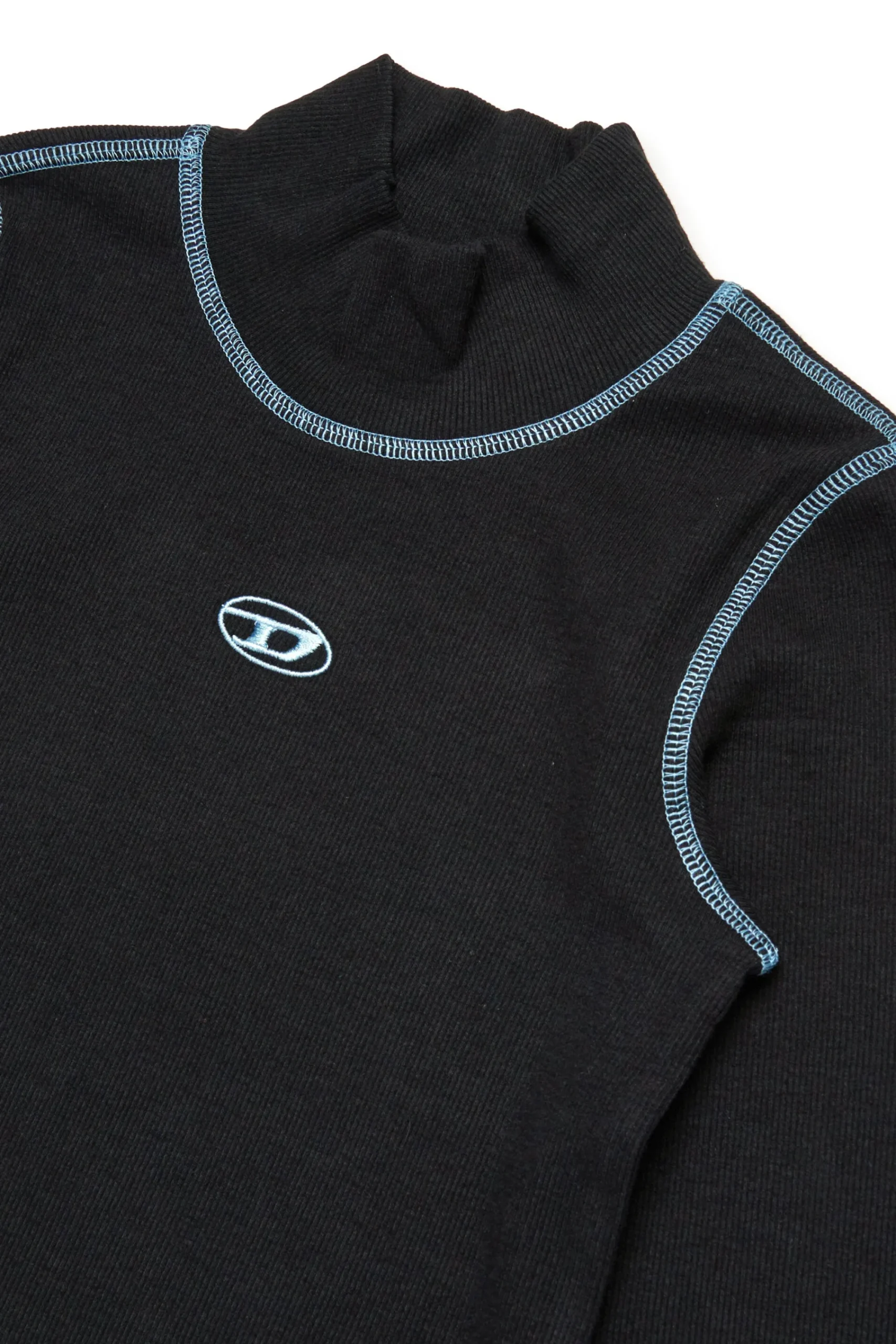 T-Shirts>DIESEL Oval D branded ribbed turtleneck black