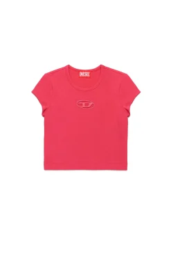 T-Shirts | Oval D By Diesel>DIESEL Oval D branded T-shirt strawberry pink