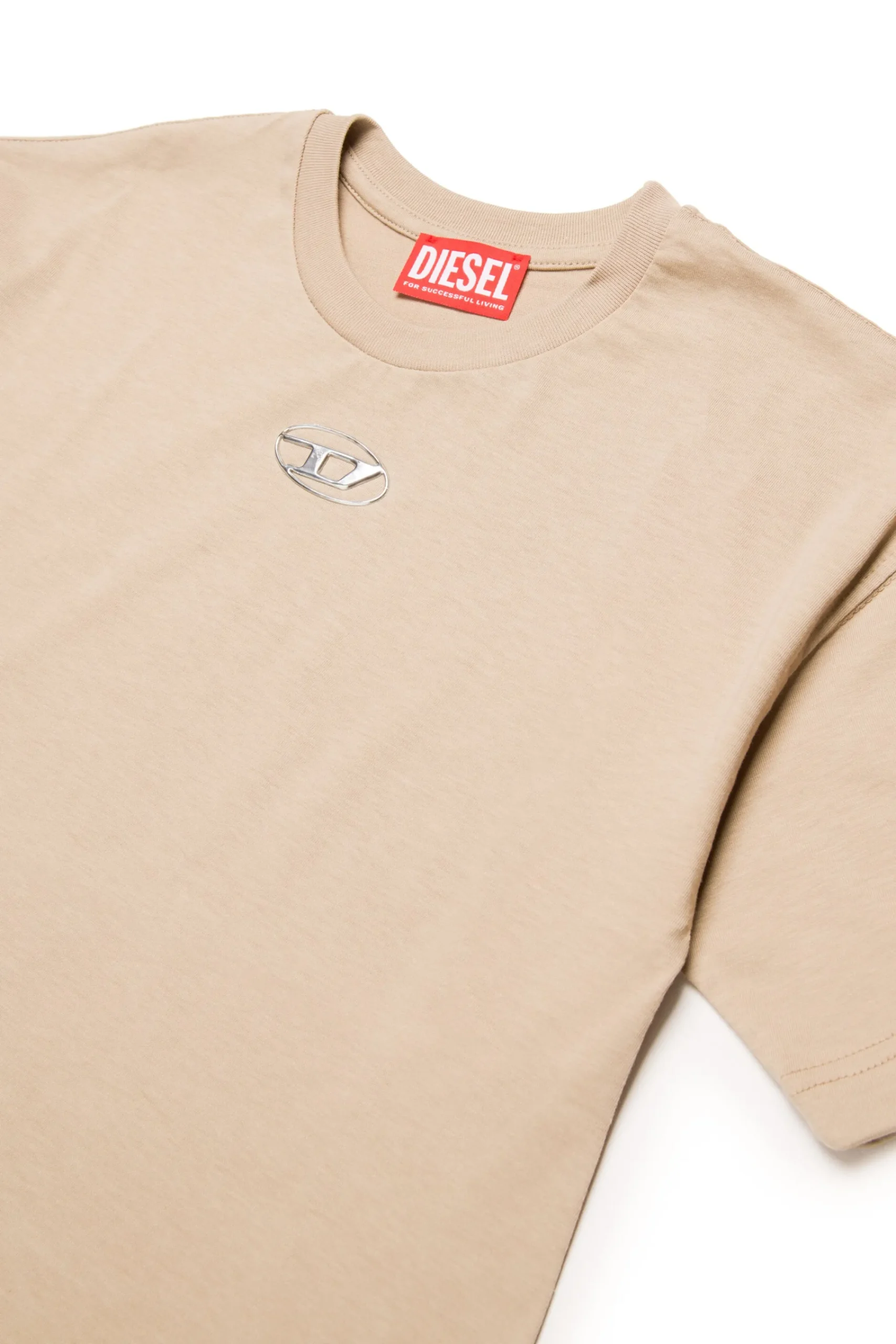 T-Shirts>DIESEL Oval D branded T-shirt sand