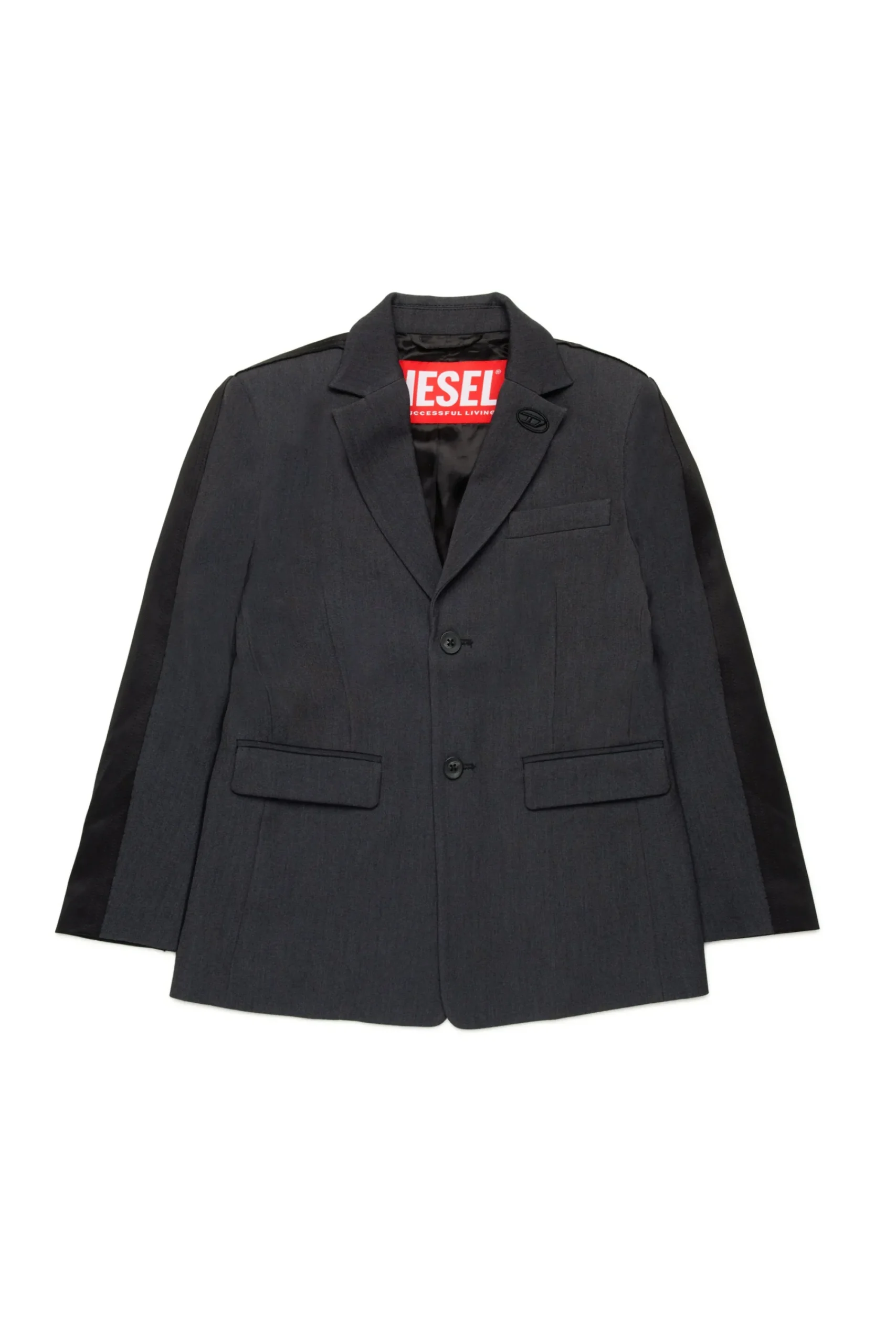 Party Looks | Party Looks>DIESEL Oval D logo double-fabric blazer jacket dark grey