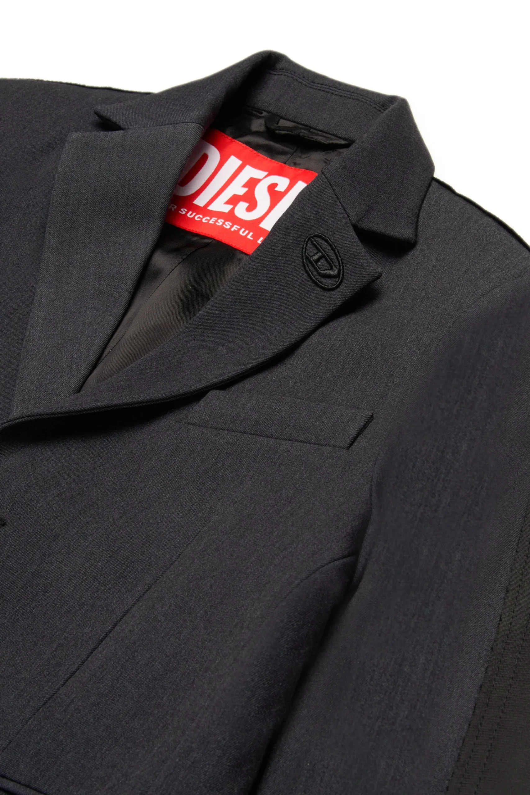 Party Looks | Party Looks>DIESEL Oval D logo double-fabric blazer jacket dark grey