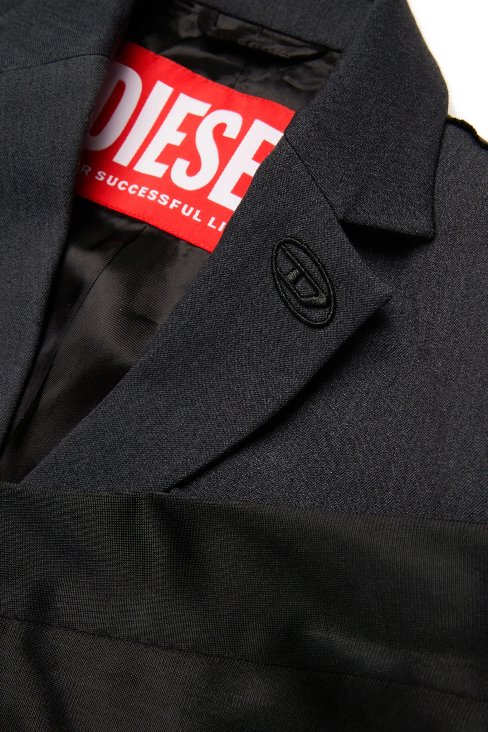 Party Looks | Party Looks>DIESEL Oval D logo double-fabric blazer jacket dark grey