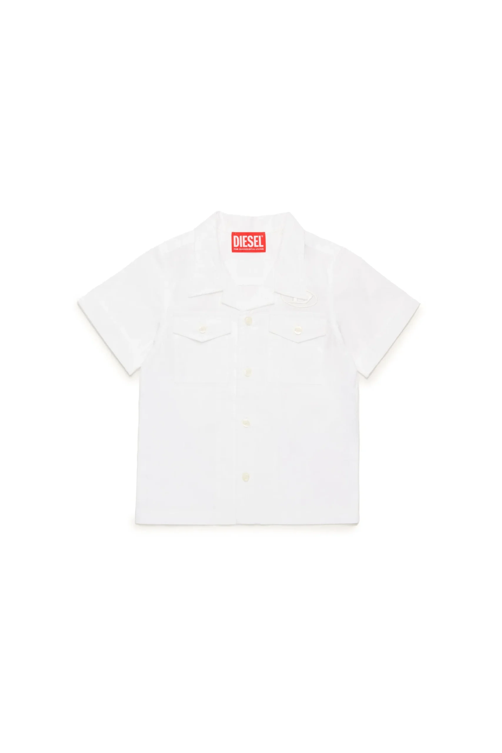 Shirts>DIESEL Oval D logo poplin bowling shirt white