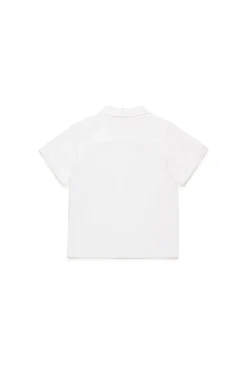 Shirts>DIESEL Oval D logo poplin bowling shirt white