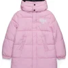Jackets And Padded Jackets | Jackets And Padded Jackets>DIESEL Padded jacket with 1978 print and logo on the hood light pink