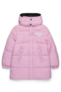 Jackets And Padded Jackets | Jackets And Padded Jackets>DIESEL Padded jacket with 1978 print and logo on the hood light pink