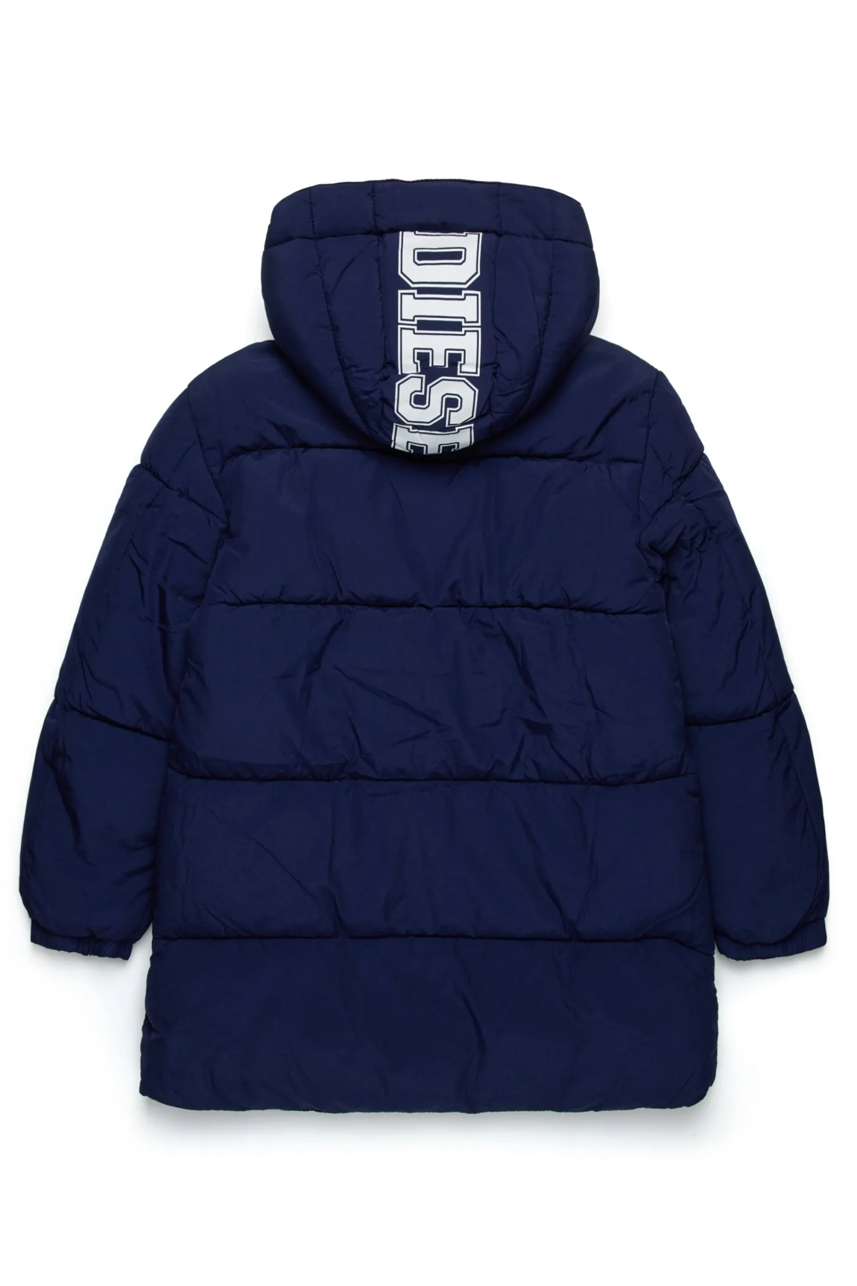 Jackets And Padded Jackets | Jackets And Padded Jackets>DIESEL Padded jacket with 1978 print and logo on the hood blue peacoat