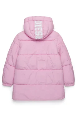 Jackets And Padded Jackets | Jackets And Padded Jackets>DIESEL Padded jacket with 1978 print and logo on the hood light pink