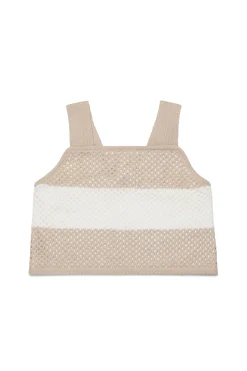 Knitwear>MAX&Co. Perforated stripes knit top sand