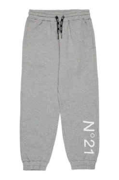 Pants | Activewear>N°21 Pink fleece trousers with logo grey melange