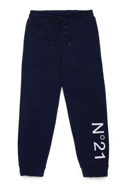 Pants | Pants>N°21 Pink fleece trousers with logo sailor blue