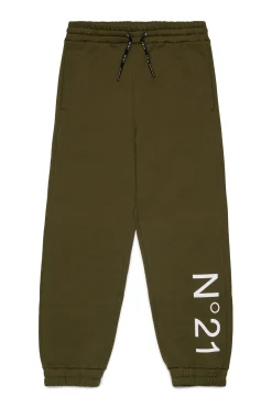 Pants | Activewear>N°21 Pink fleece trousers with logo military green
