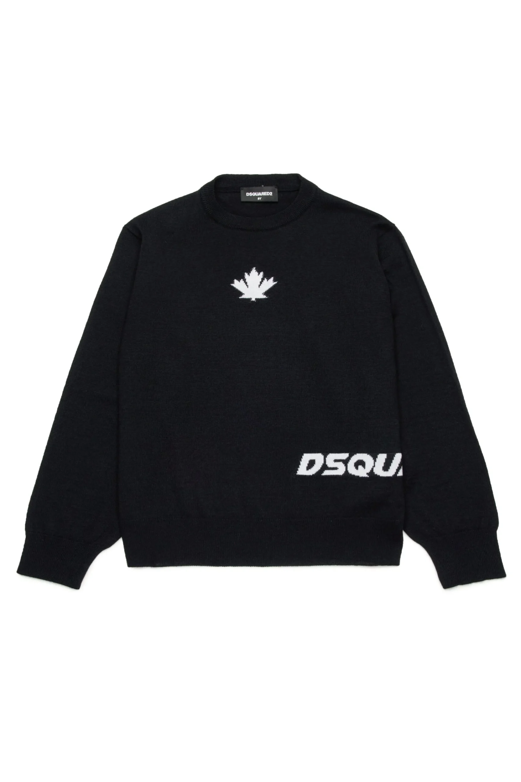 Knitwear | Knitwear>DSQUARED2 Plain wool-blend knitted pullover black