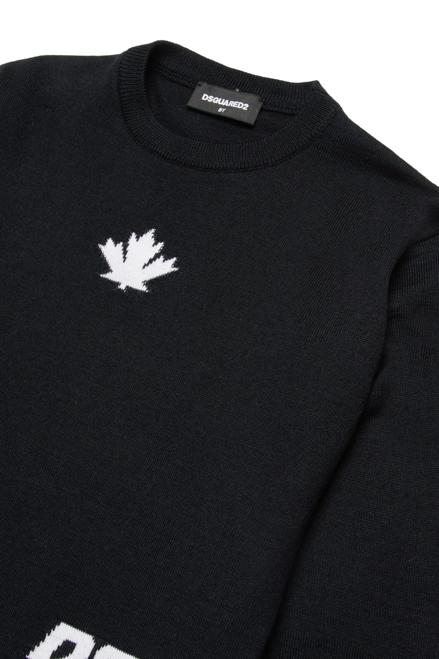 Knitwear | Knitwear>DSQUARED2 Plain wool-blend knitted pullover black