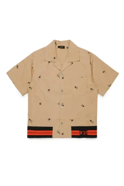 Shirts>N°21 Poplin allover Palms bowling shirt sand