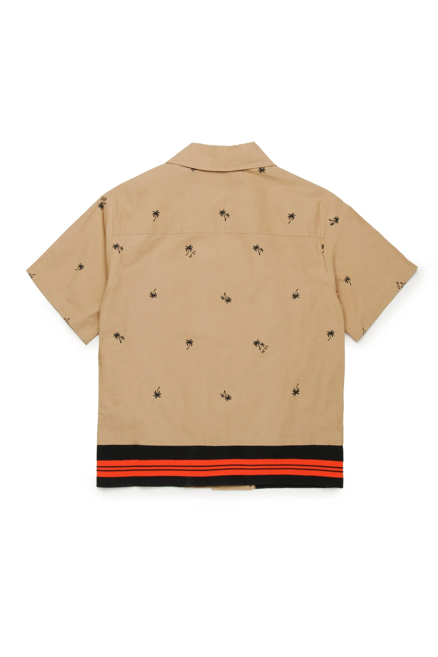 Shirts>N°21 Poplin allover Palms bowling shirt sand