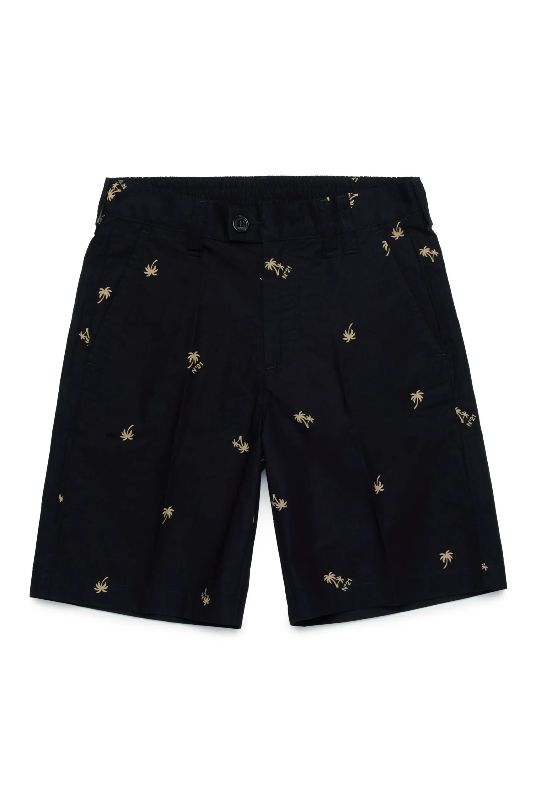 Shorts>N°21 Poplin allover Palms shorts black