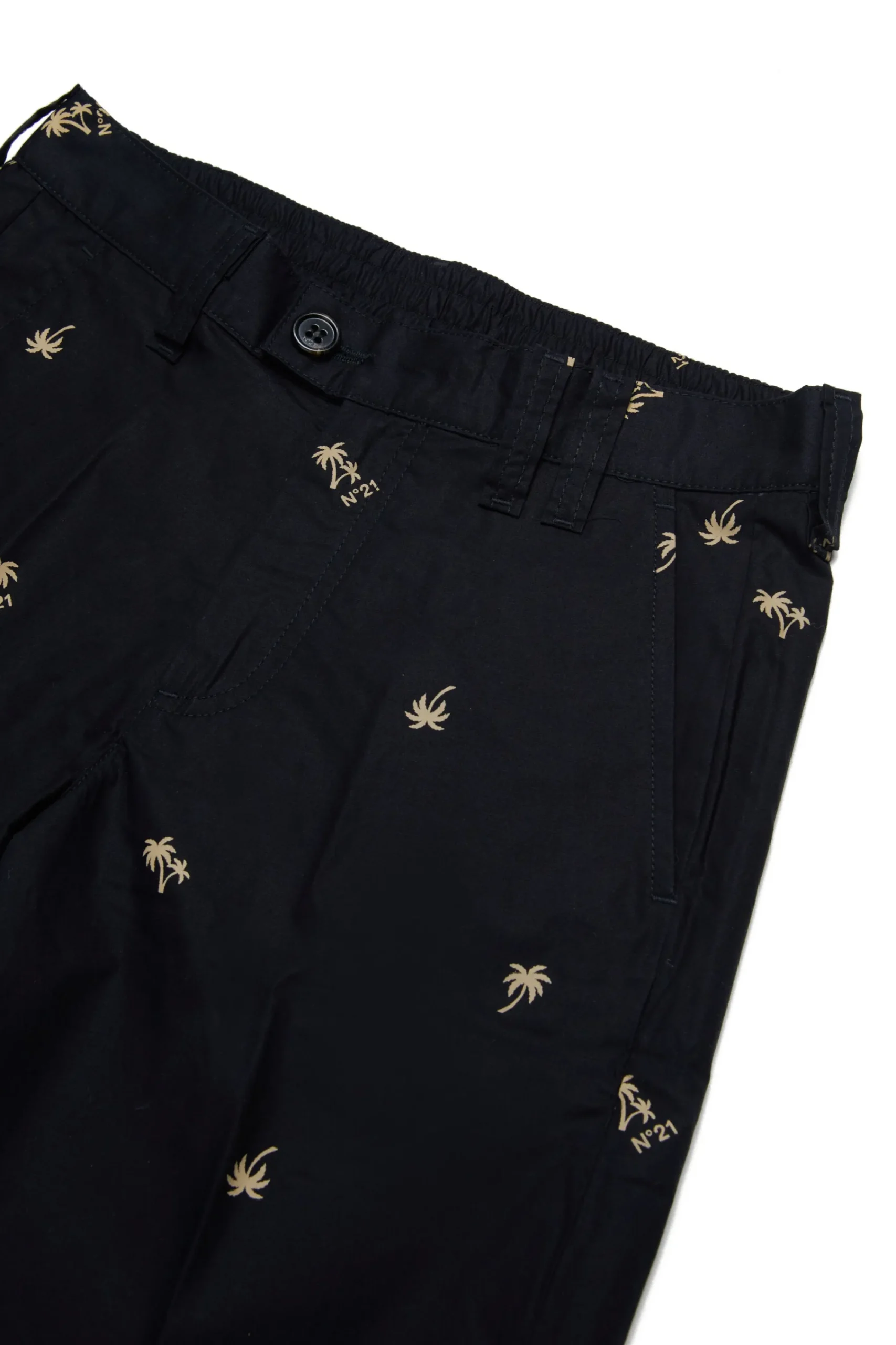Shorts>N°21 Poplin allover Palms shorts black