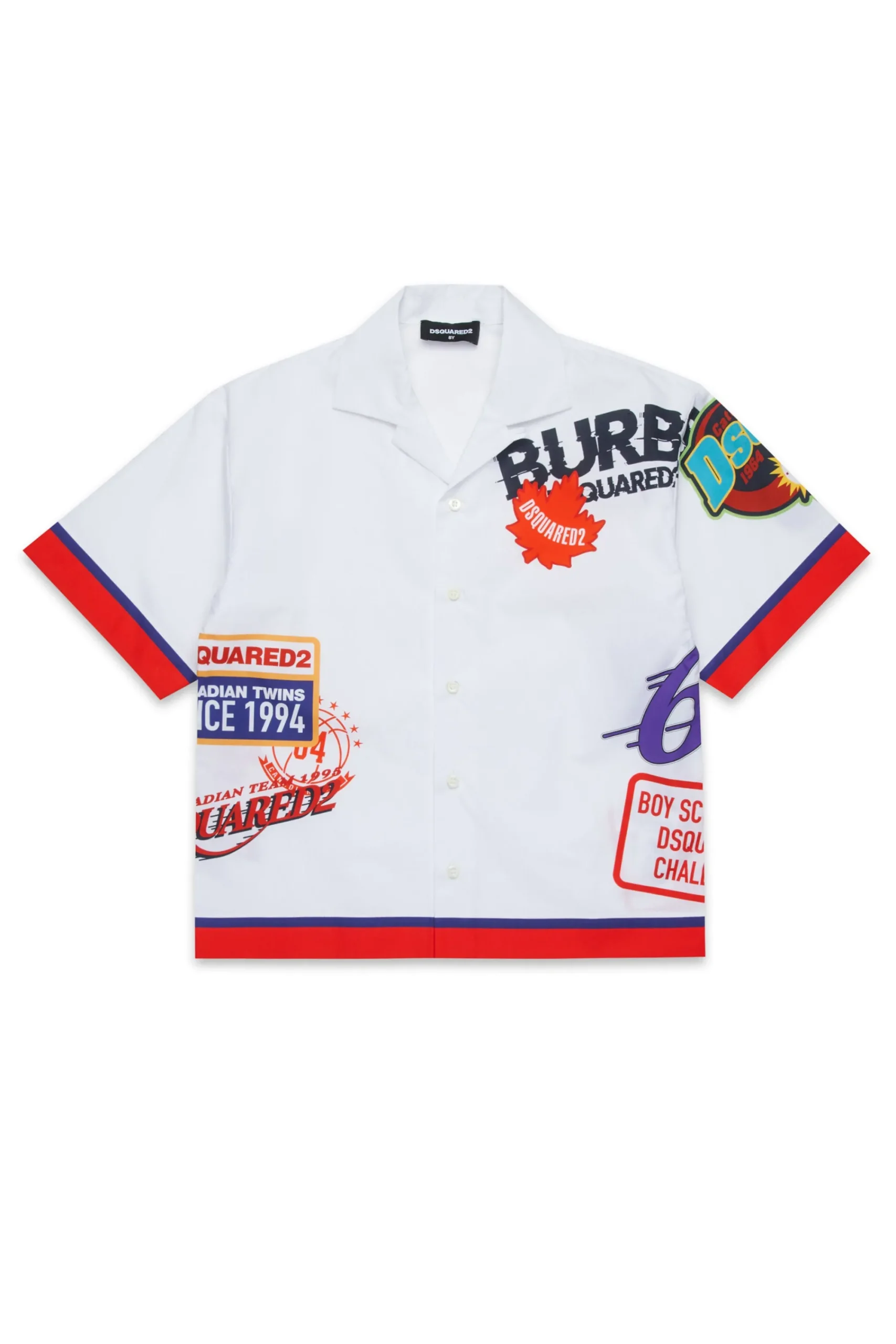 Shirts>DSQUARED2 Poplin bowling shirt with Urban graphics white