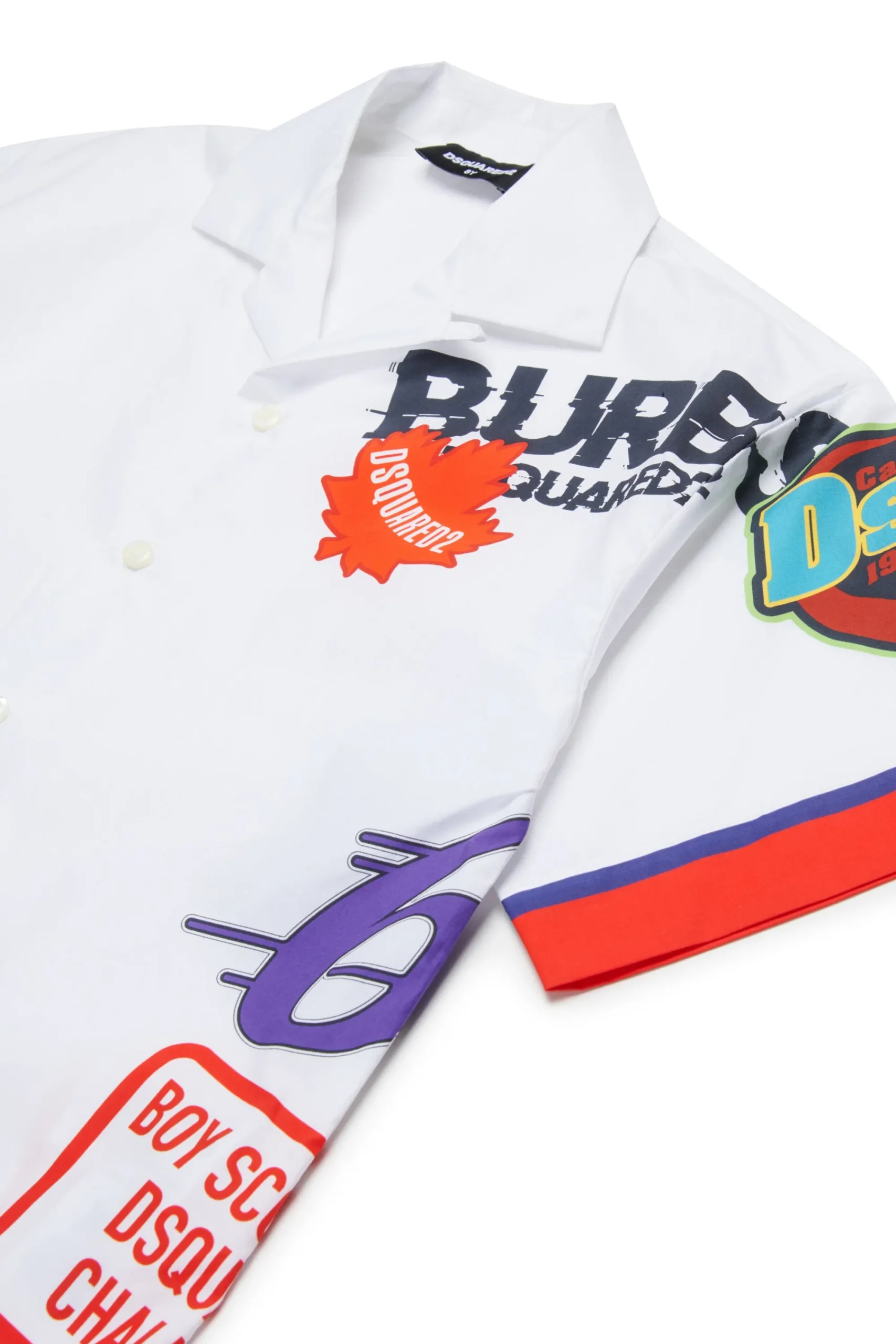 Shirts>DSQUARED2 Poplin bowling shirt with Urban graphics white