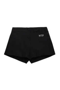 Shorts>N°21 Poplin branded shorts black