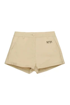 Shorts>N°21 Poplin branded shorts creamy white