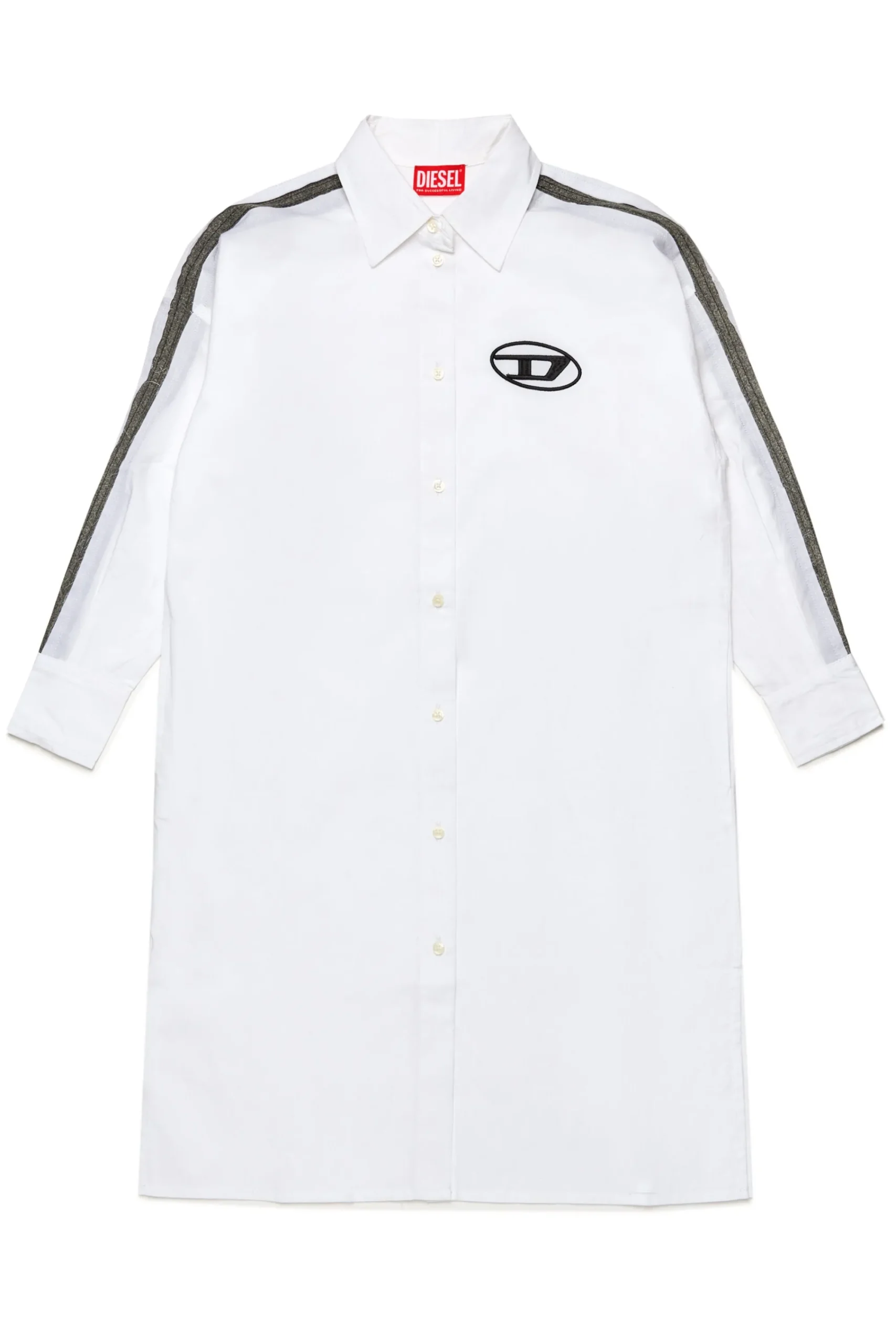 Dresses>DIESEL Poplin shirt dress with denim inserts white