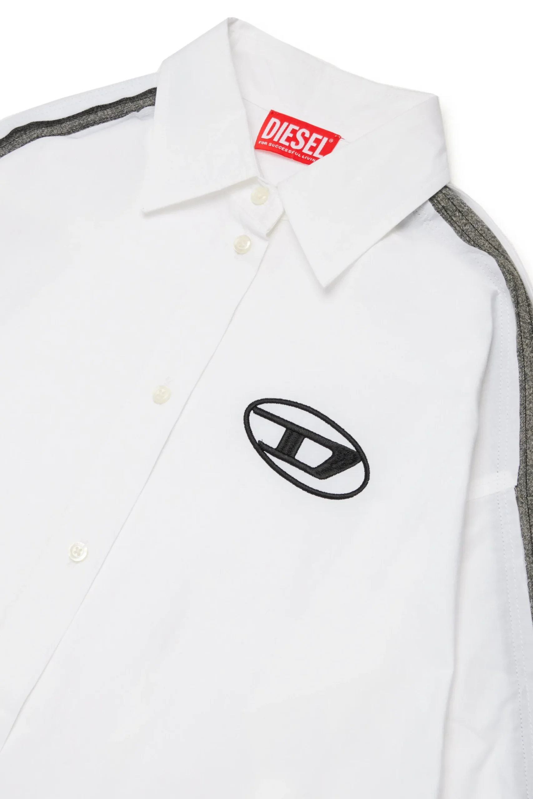 Dresses>DIESEL Poplin shirt dress with denim inserts white