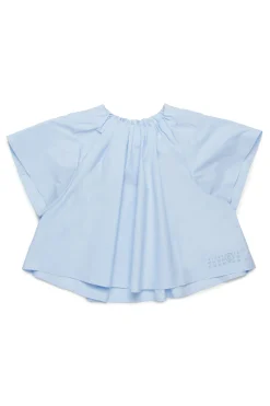 Shirts | Party Looks>MM6 MAISON MARGIELA Poplin shirt with ruffles light bluette