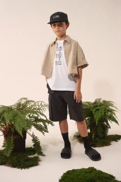 Shirts | Shirts>MM6 MAISON MARGIELA Poplin shirt with turn-up sleeves beige
