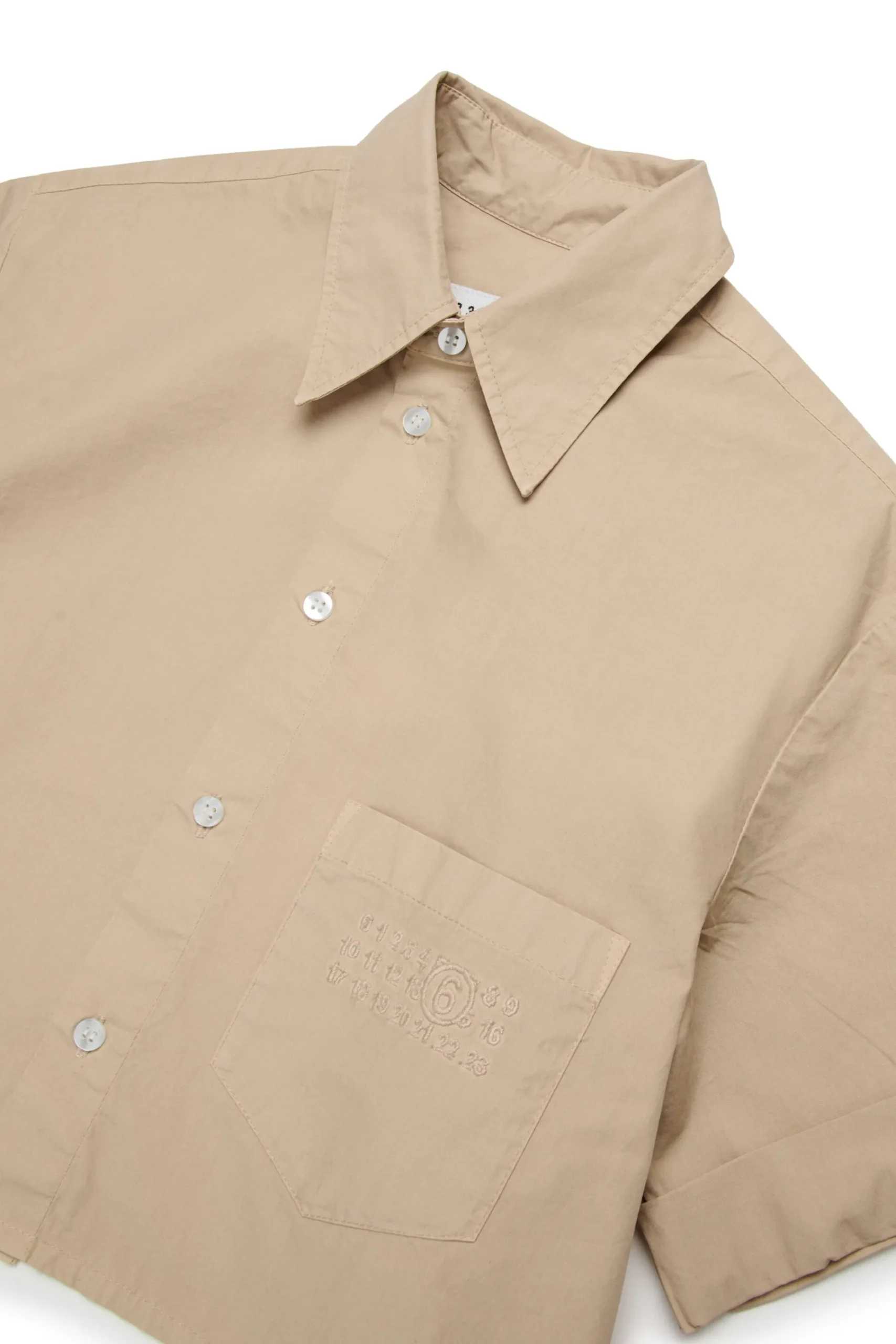Shirts | Shirts>MM6 MAISON MARGIELA Poplin shirt with turn-up sleeves beige