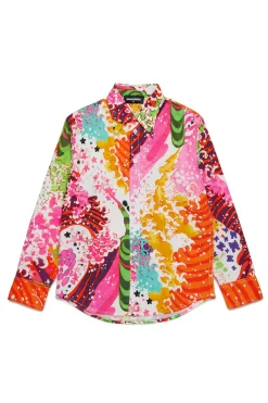 Shirts | Party Looks>DSQUARED2 Psychedelic Dreams allover shirt slime green