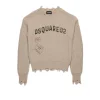 Knitwear | Logomania>DSQUARED2 Pullover with Passport graphics and breaks medium gray