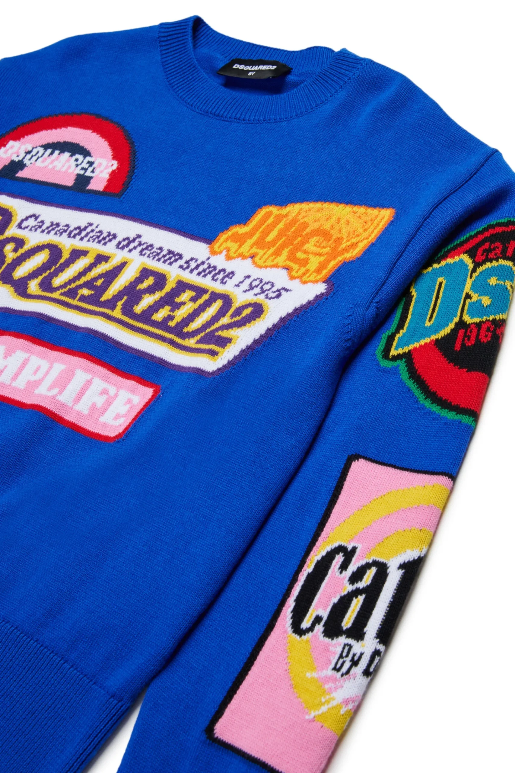 Knitwear | Knitwear>DSQUARED2 Pullover with Urban graphics blue surf the web
