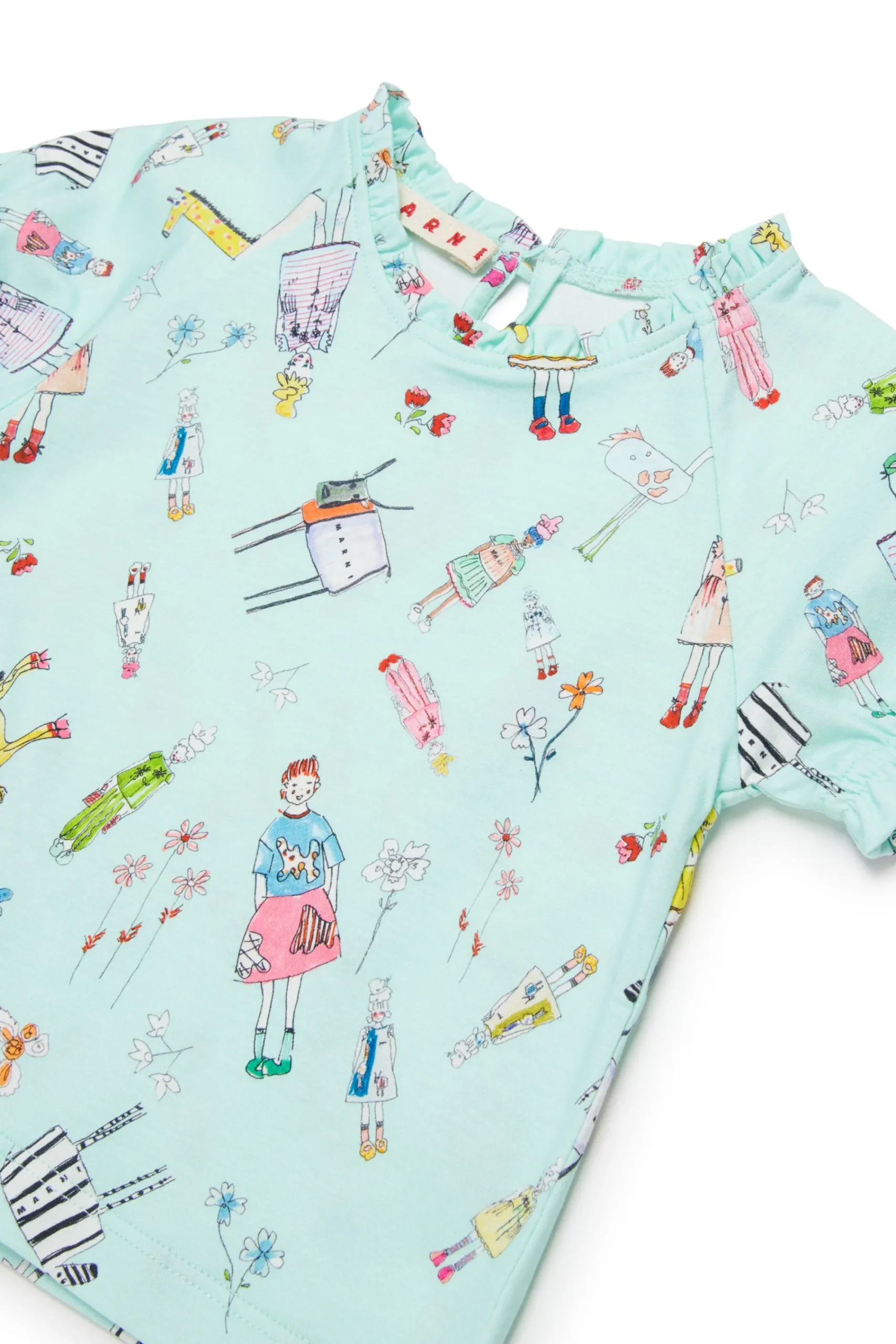 T-Shirts>MARNI Rainbow Day allover T-shirt placid blue