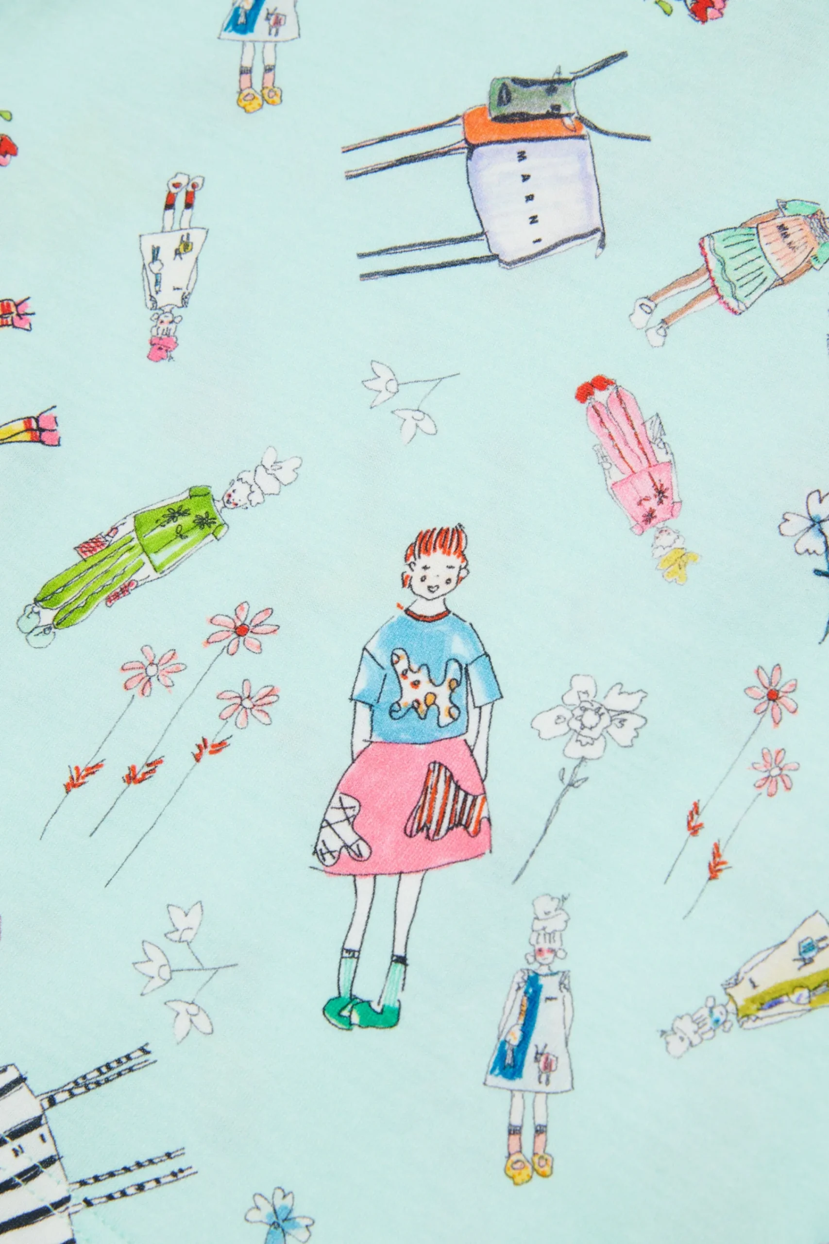 T-Shirts>MARNI Rainbow Day allover T-shirt placid blue