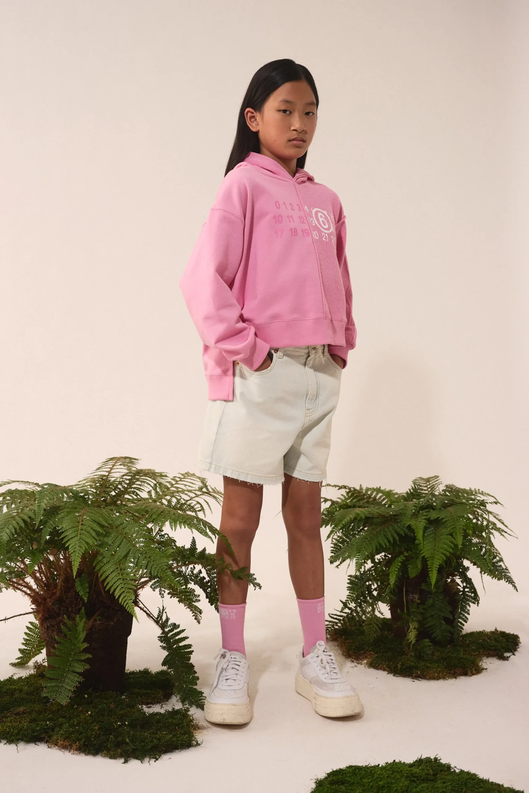Sweatshirts | Sweatshirts>MM6 MAISON MARGIELA Recut sweatshirt with Stamp Numbers light pink