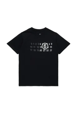 T-Shirts | Logomania>MM6 MAISON MARGIELA Re-cut T-shirt with Stamp Numbers black