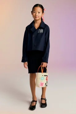 Jackets And Padded Jackets | Party Looks>MARNI Rhinestones branded car coat jacket blue navy