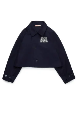 Jackets And Padded Jackets | Party Looks>MARNI Rhinestones branded car coat jacket blue navy
