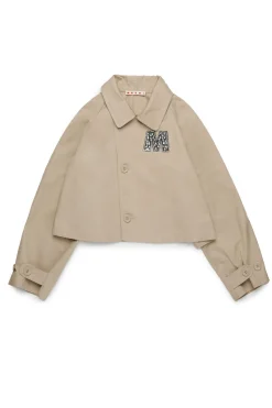 Jackets And Padded Jackets | Party Looks>MARNI Rhinestones branded car coat jacket sand