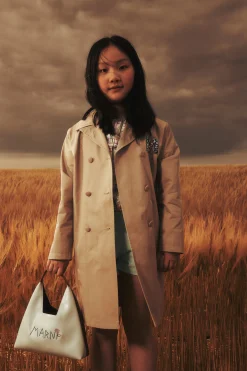 Jackets And Padded Jackets | Party Looks>MARNI Rhinestones branded trench jacket sand