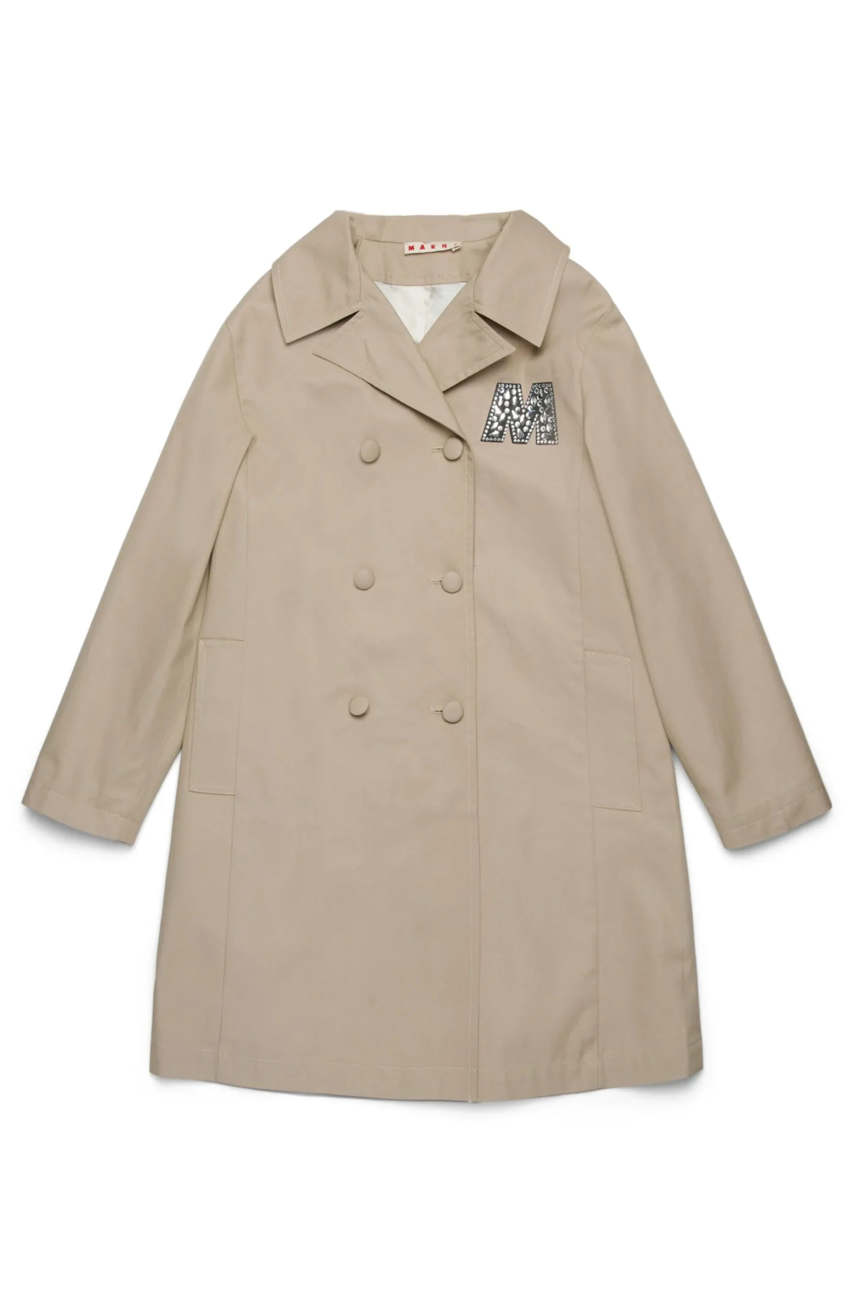 Jackets And Padded Jackets | Party Looks>MARNI Rhinestones branded trench jacket sand