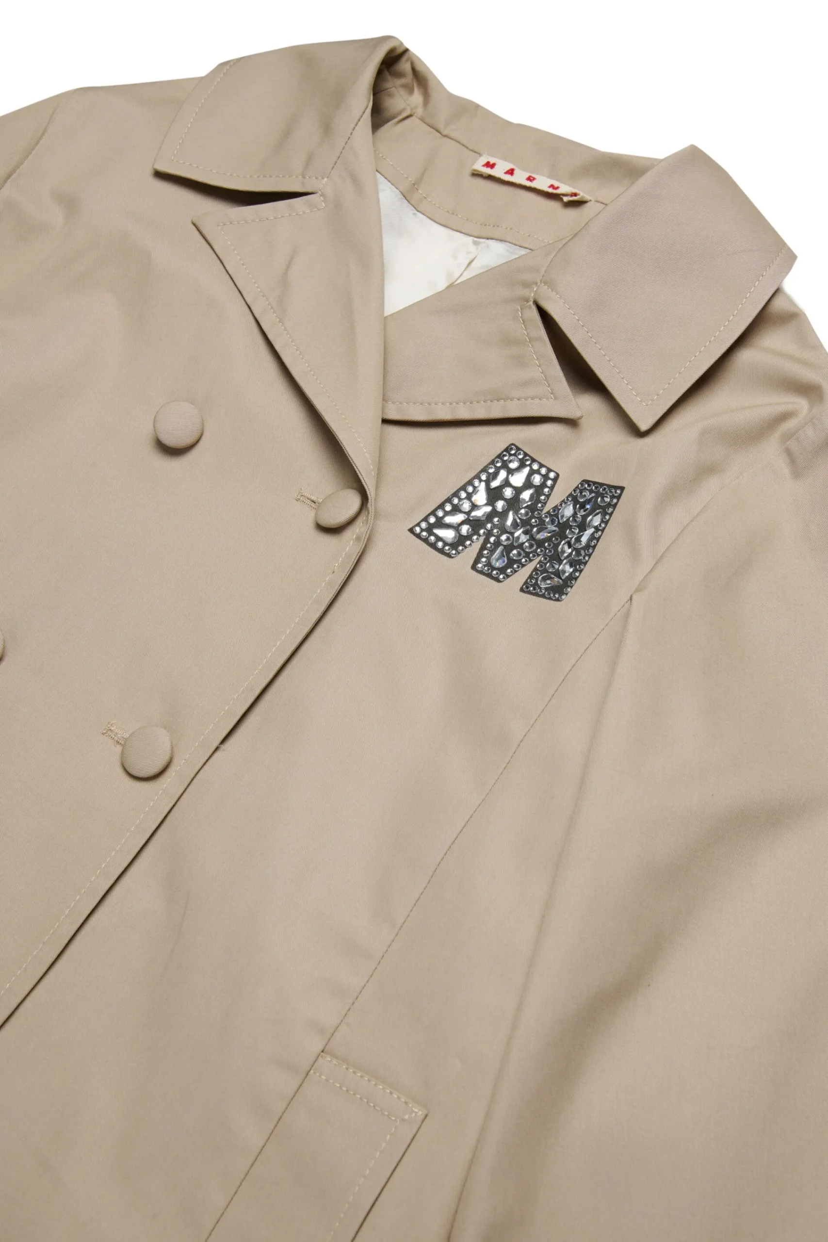 Jackets And Padded Jackets | Party Looks>MARNI Rhinestones branded trench jacket sand