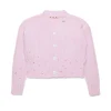 Knitwear>MARNI Ribbed cardigan with rips light pink