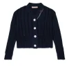 Knitwear>MARNI Ribbed cardigan with rips blue navy